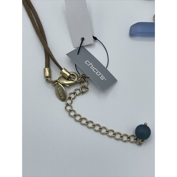 Chicos Long Leather Cord With Colorful Cluster Pendant New - Picture 5 of 7